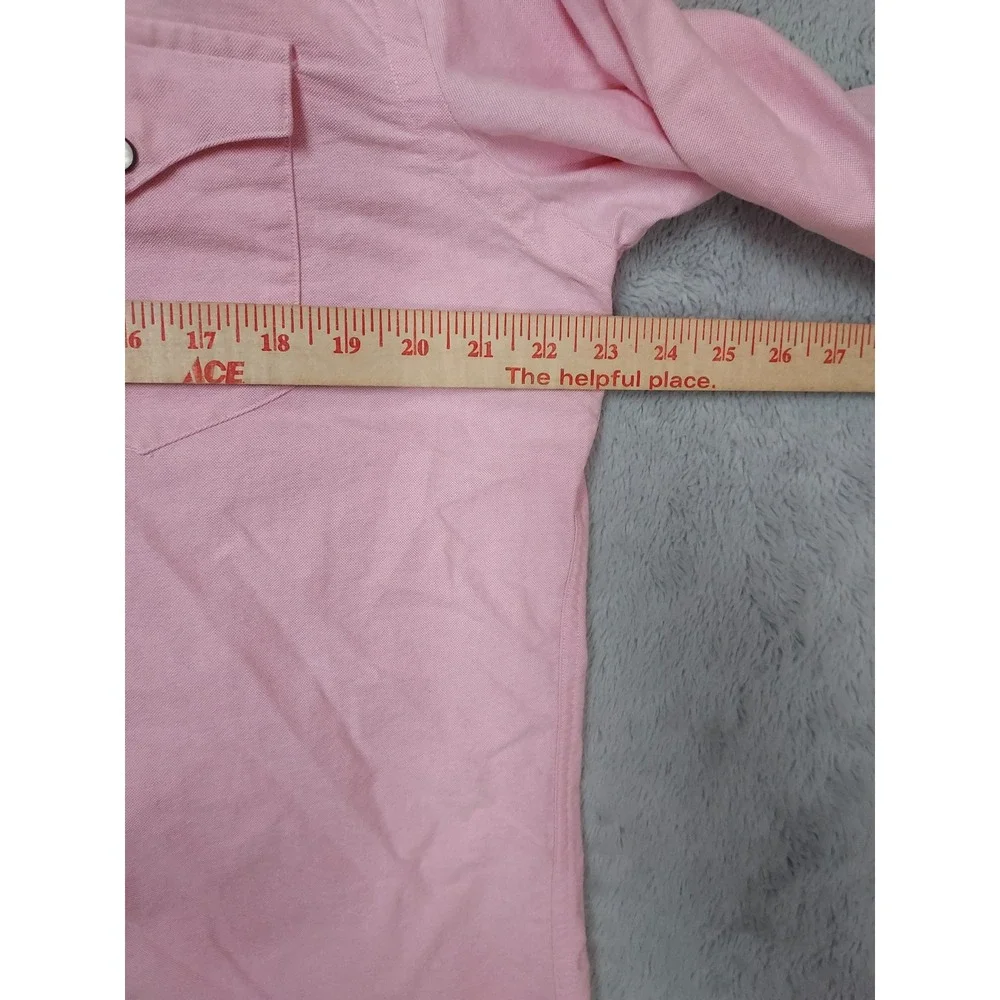 NEW Polo Ralph Lauren Shirt Men Large Western Pearl Snap Oxford Long Sleeve Pink